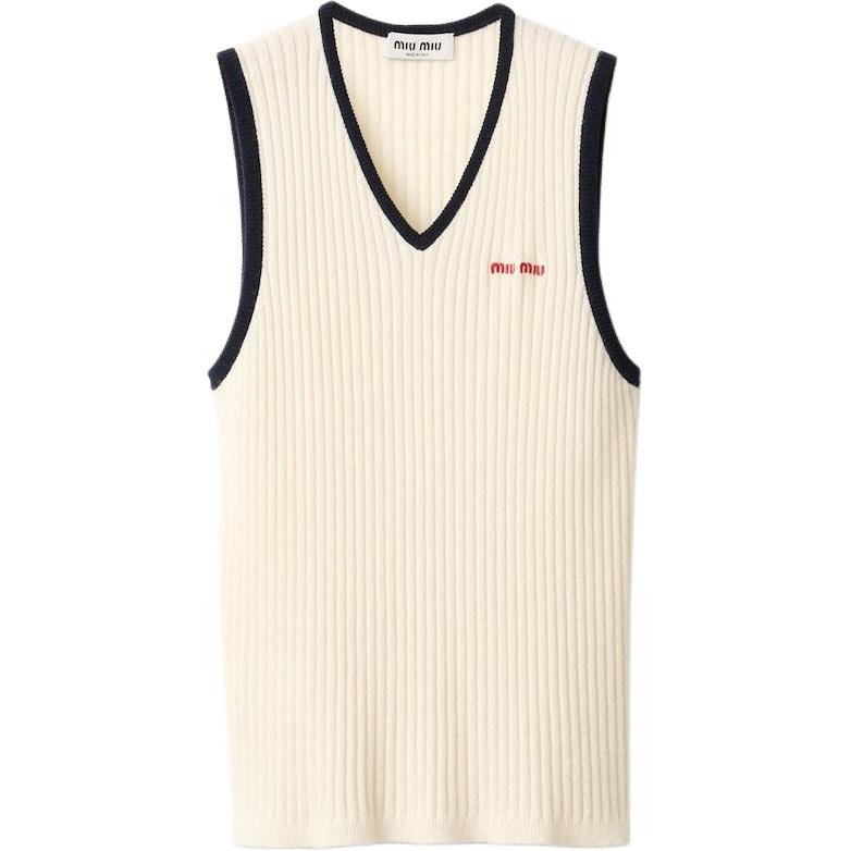 MIU MIU Logo Embroidered Knitted Vest