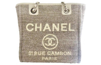 CHANEL Fabric Woven Beach Bag Tote Bag Shopping Bag Shoulder Bag Handbag Women's Brown Gray