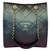 CHANEL Cow Leather With Metal Tote Bag Shopping Bag Handbag Shoulder Bag Regular Women's Black