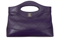 CHANEL Shiny Cow Leather Handbag Shoulder Bag Crossbody Bag Mini Women's Purple