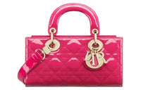DIOR Lady D-JOY Patent Leather Cowhide Dior Bag Shoulder Bag Crossbody Bag Handbag Small Size Women's Purple Pink