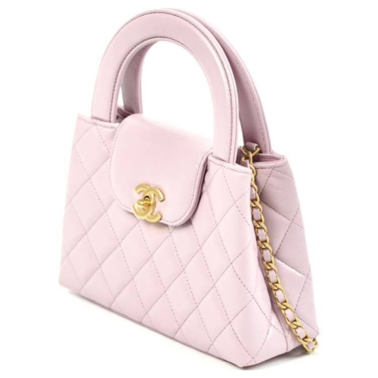 CHANEL Calfskin Shoulder Bag Crossbody Bag Handbag Mini Women's Light Pink