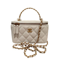 CHANEL Grain Embossed Calfskin Box Bag, Handbag, Shoulder Bag, Crossbody Bag Women's White