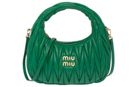 MIU MIU Wander Series Soft Sheep Leather Hobo Bag, Shoulder Bag, Crossbody Bag, Handbag Women's Mango Green
