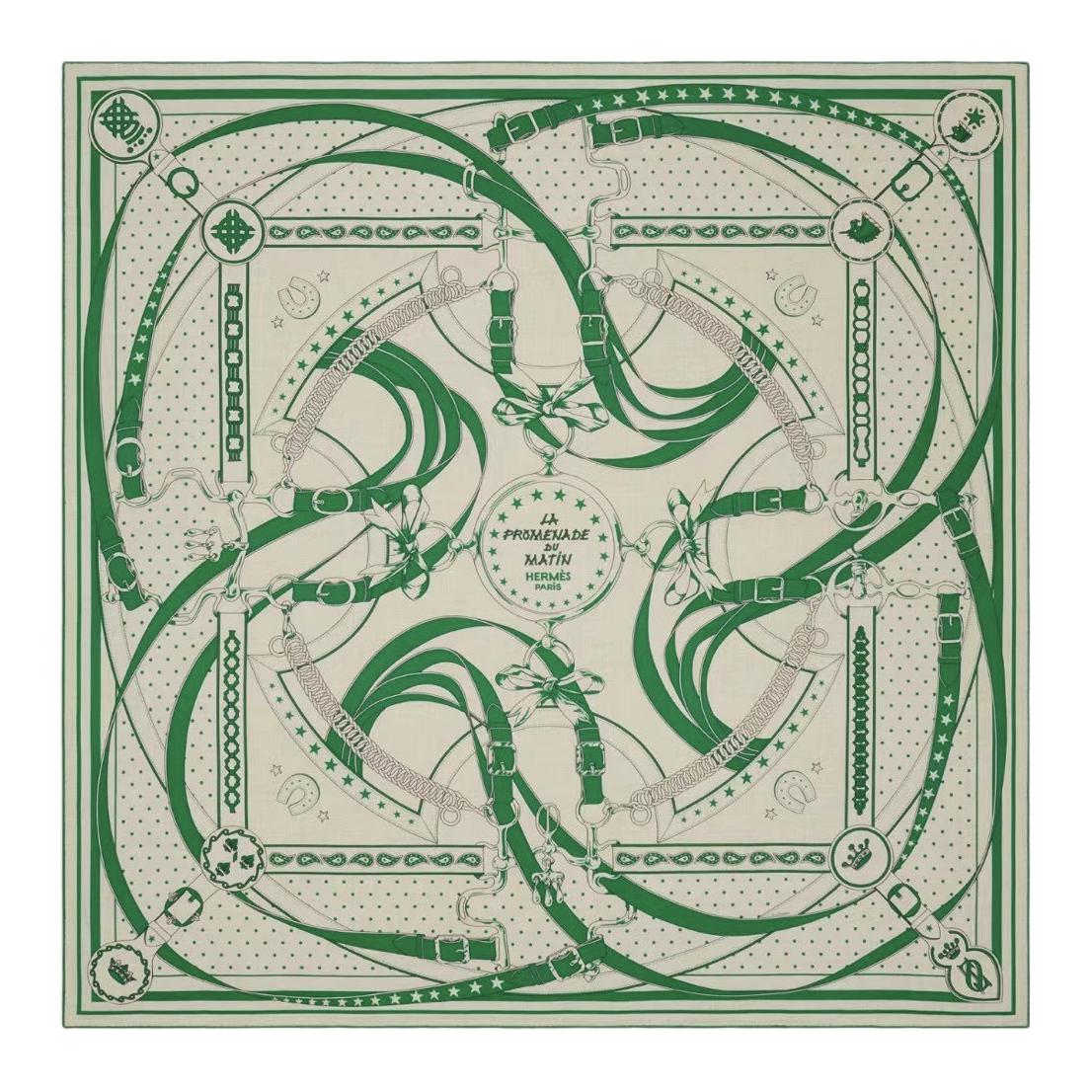 HERMES Cashmere Shawls Women's Green
