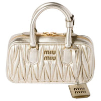 MIU MIU Arcadie Series Nappa Leather Shoulder Bag, Crossbody Bag, Handbag Mini Women's Yellow Iron Ore