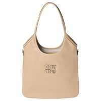 MIU MIU Cow Leather Tote Bag, Shopping Bag, Handbag, Shoulder Bag Women's Sandy Beige