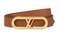 LOUIS VUITTON Logo Print Leather Belts Women's Brown -