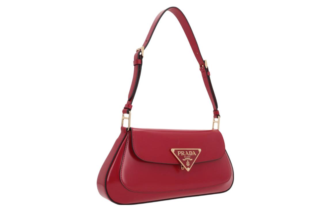 PRADA Calfskin Shoulder Bag Women's Red