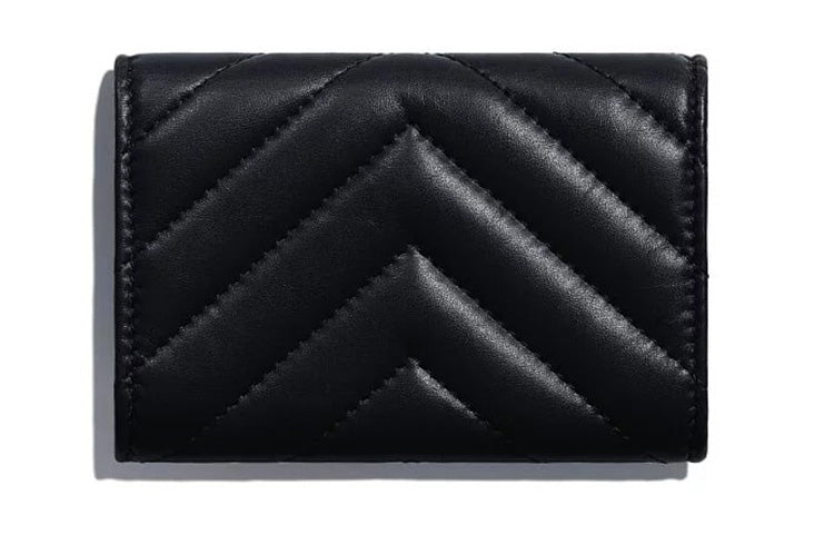 CHANEL 2.55 Cow Leather Flap Wallet Women's Black