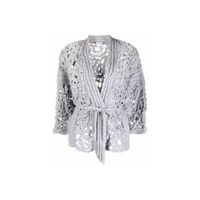 Brunello Cucinelli Crochet-Design Long-Sleeve Cardigan