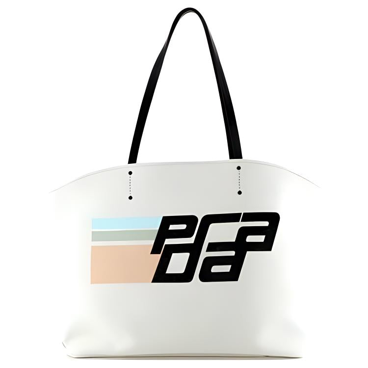 PRADA Canvas Handbag Large Size Women's White