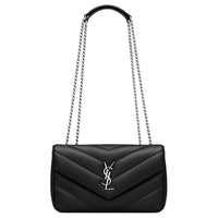 SAINT LAURENT LOULOU Lambskin Shoulder Bag Trumpets Women's Black