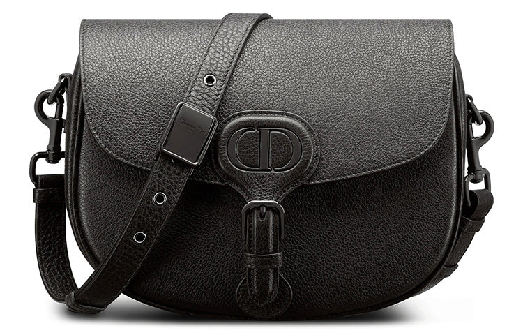 DIOR Bobby Grained Calfskin Shoulder Bag Crossbody Bag Medium Size Women's Pure Black