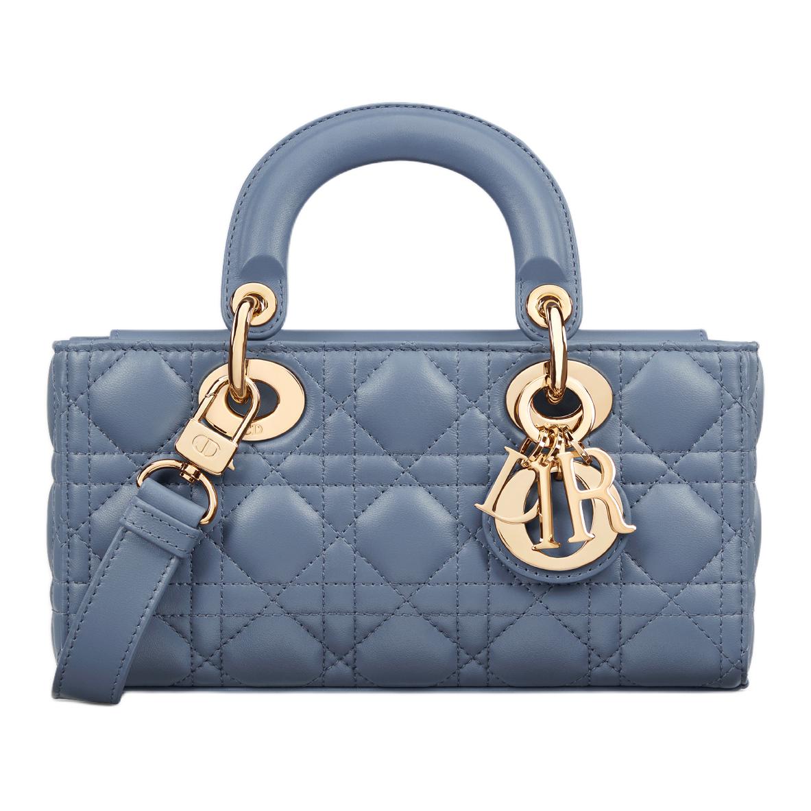 DIOR Lambskin Lady Dior Bag, Shoulder Bag, Crossbody Bag, Handbag Small Size Women's Denim Blue
