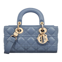 DIOR Lambskin Lady Dior Bag, Shoulder Bag, Crossbody Bag, Handbag Small Size Women's Denim Blue