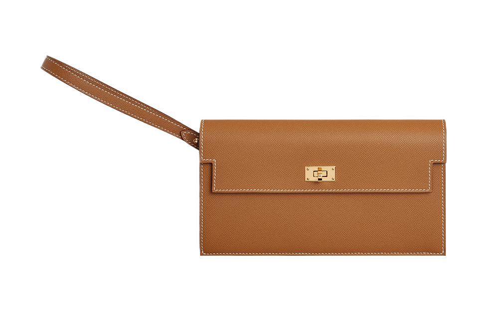 HERMES Kelly Pocket Madame Calfskin Long Wallet Women's 37 Gold Brown