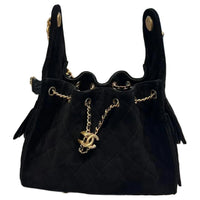 CHANEL 25Bag Suede Hobo Bag, Shoulder Bag, Crossbody Bag, Handbag Small Size Women's Black