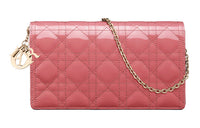 DIOR Lady Dior Cow Leather Card Holder Coin Purse One Shoulder Crossbody Clutch Women's Thistle Pink