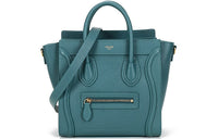 CELINE Luggage Cow Leather Handbag Shoulder Bag Crossbody Bag Women's Gray Blue