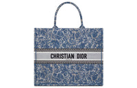 DIOR BookTote Embroidery Tote Bag, Shopping Bag, Handbag Large Size Women's Blue