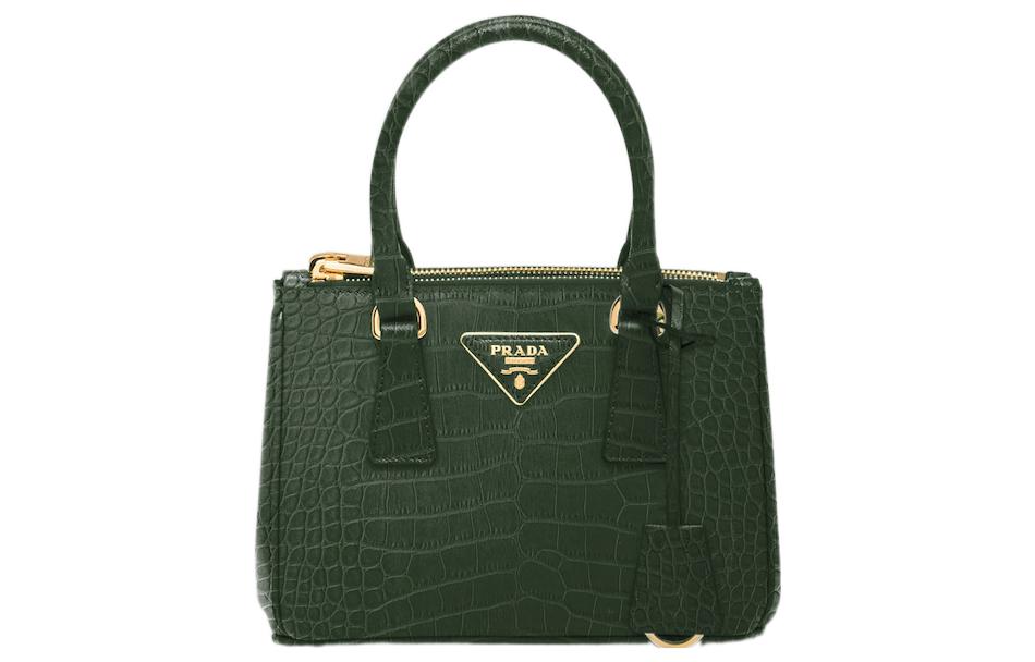 PRADA Galleria Killer Bag Crocodile Leather Shoulder Bag Crossbody Bag Handbag Mini Women's Dark Green