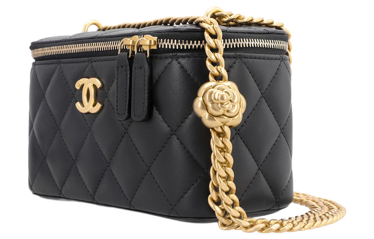 CHANEL Sheepskin Shoulder Bag Crossbody Bag Medium Size Women's Black