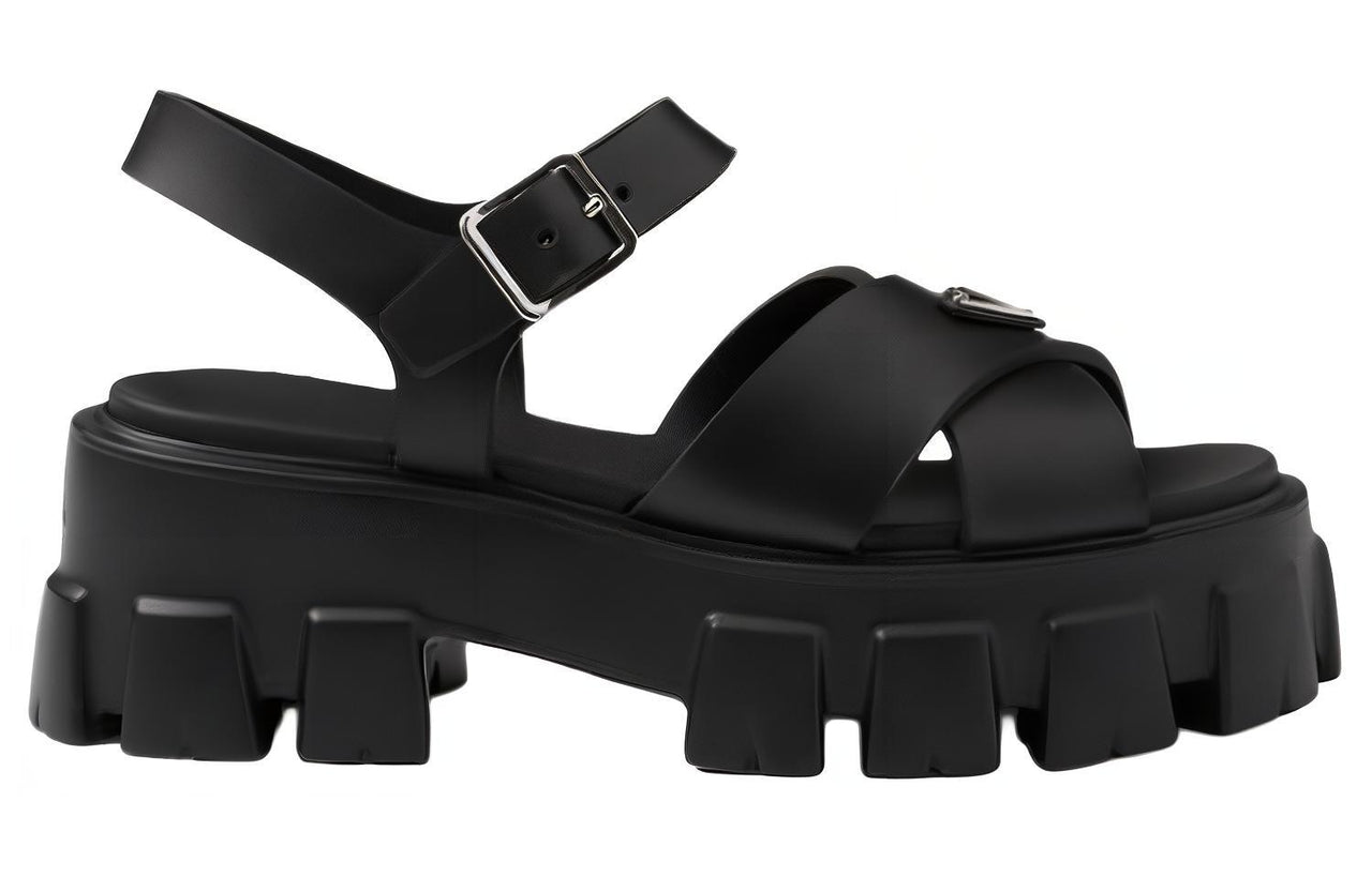PRADA Triangle-logo Platform Sandals