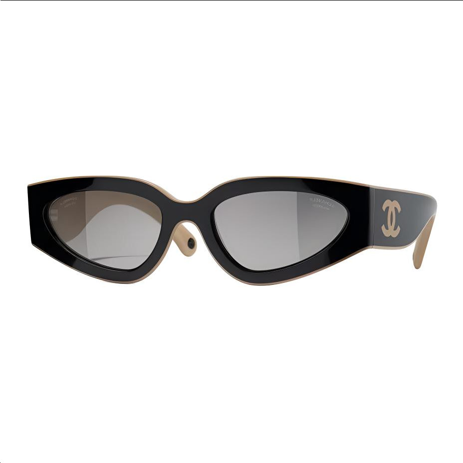 CHANEL Nylon Cat Eye Sunglasses Unisex Black