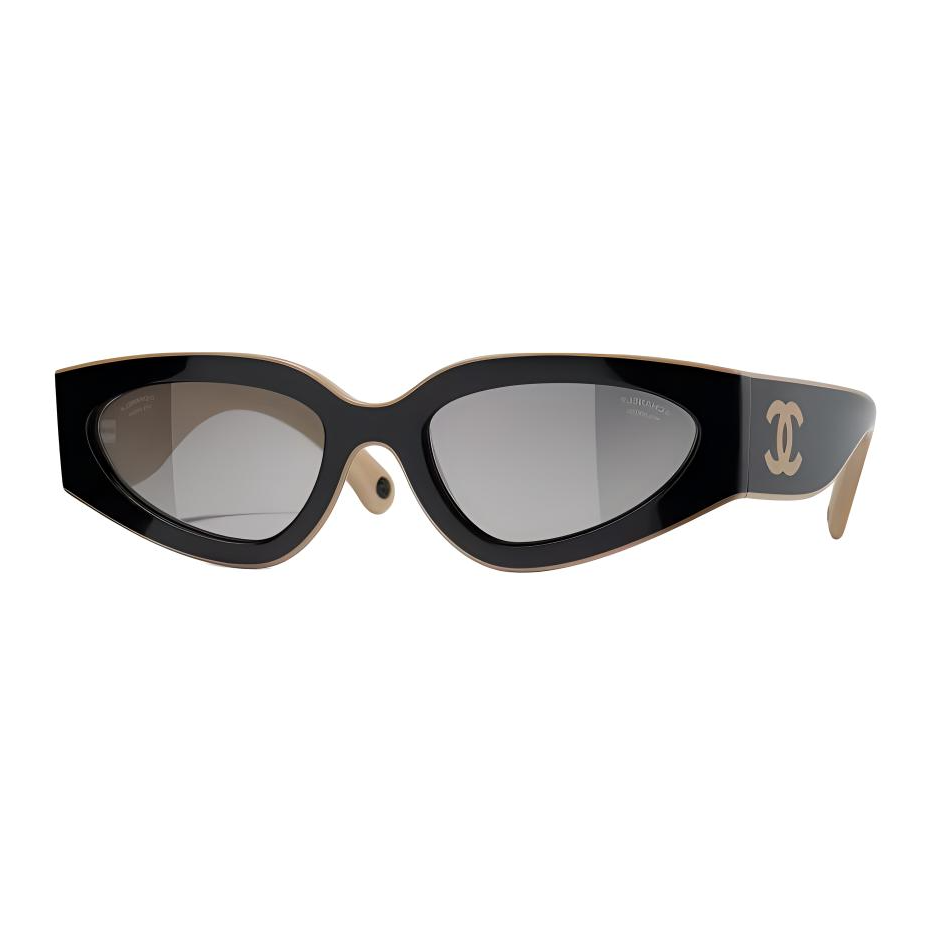 CHANEL Nylon Cat Eye Sunglasses Unisex Black