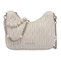 MIU MIU Matelassé Leather Crossbody Bags Shoulder Bags Women's White
