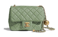 CHANEL Little Golden Ball Leather Shoulder Bag Crossbody Bag Regular Women's Avocado Green
