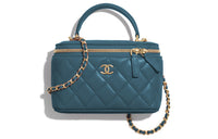 CHANEL Sheepskin Toiletry Bag Cell Phone Pouch Shoulder Bag Crossbody Bag Women's Green
