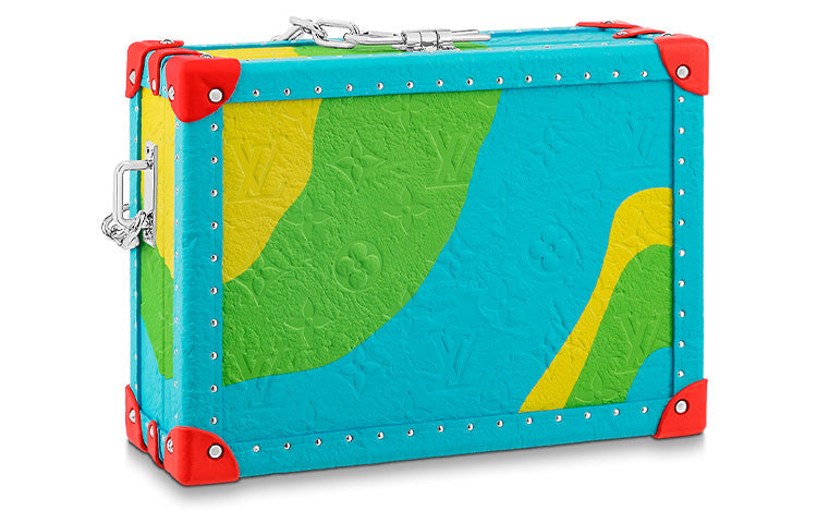 LOUIS VUITTON Clutch Bo Leather Hard Case Unisex Blue/Green/Yellow