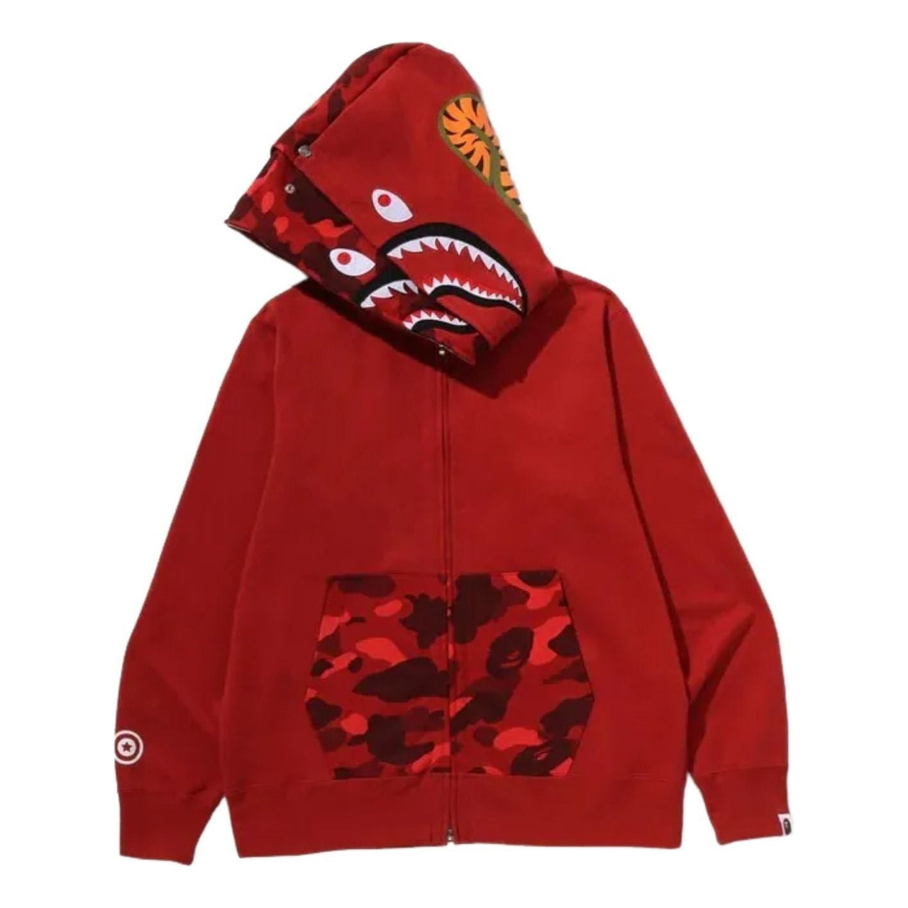 A Bathing Ape Color Camo Shark Full Zip Double Hoodie 'Red' 1M30-115-009-RED