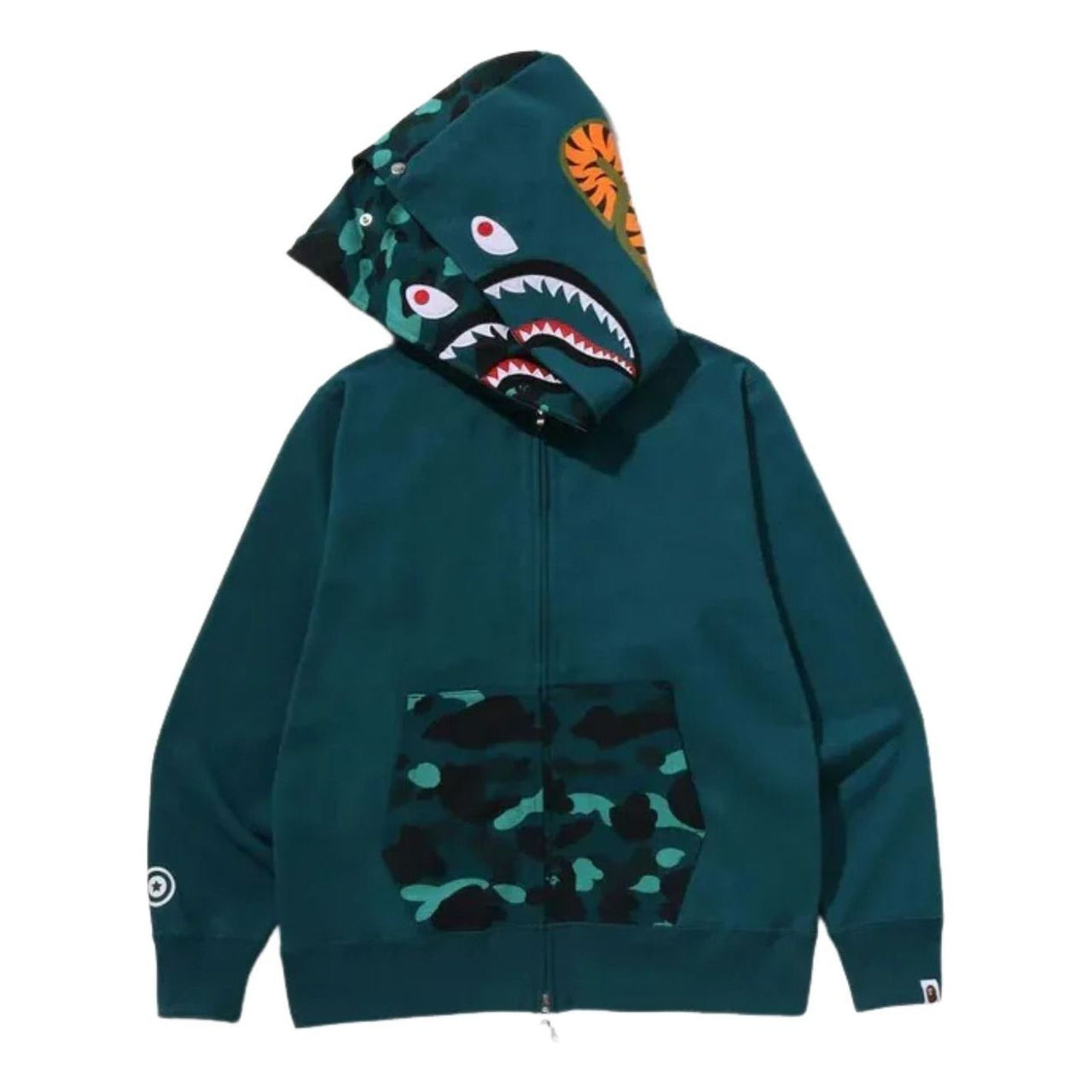 A Bathing Ape Color Camo Shark Full Zip Double Hoodie 'Green' 1M30-115-009-GRN