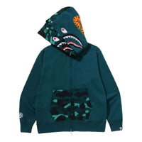 A Bathing Ape Color Camo Shark Full Zip Double Hoodie 'Green' 1M30-115-009-GRN
