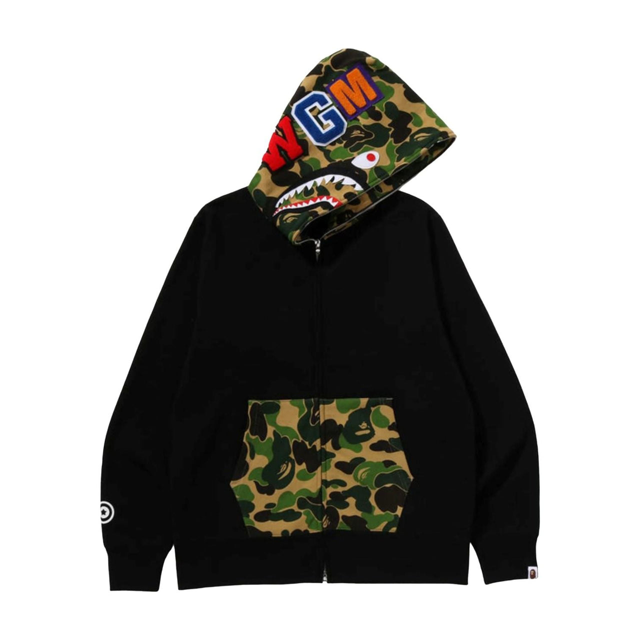 A Bathing Ape ABC Camo Shark Full Zip Hoodie 'Black' 1M30-115-301-BLK