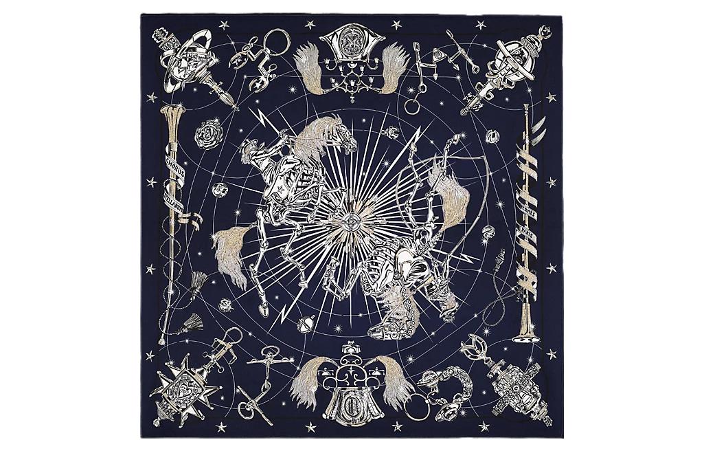 HERMES Silk Scarf Women's Black