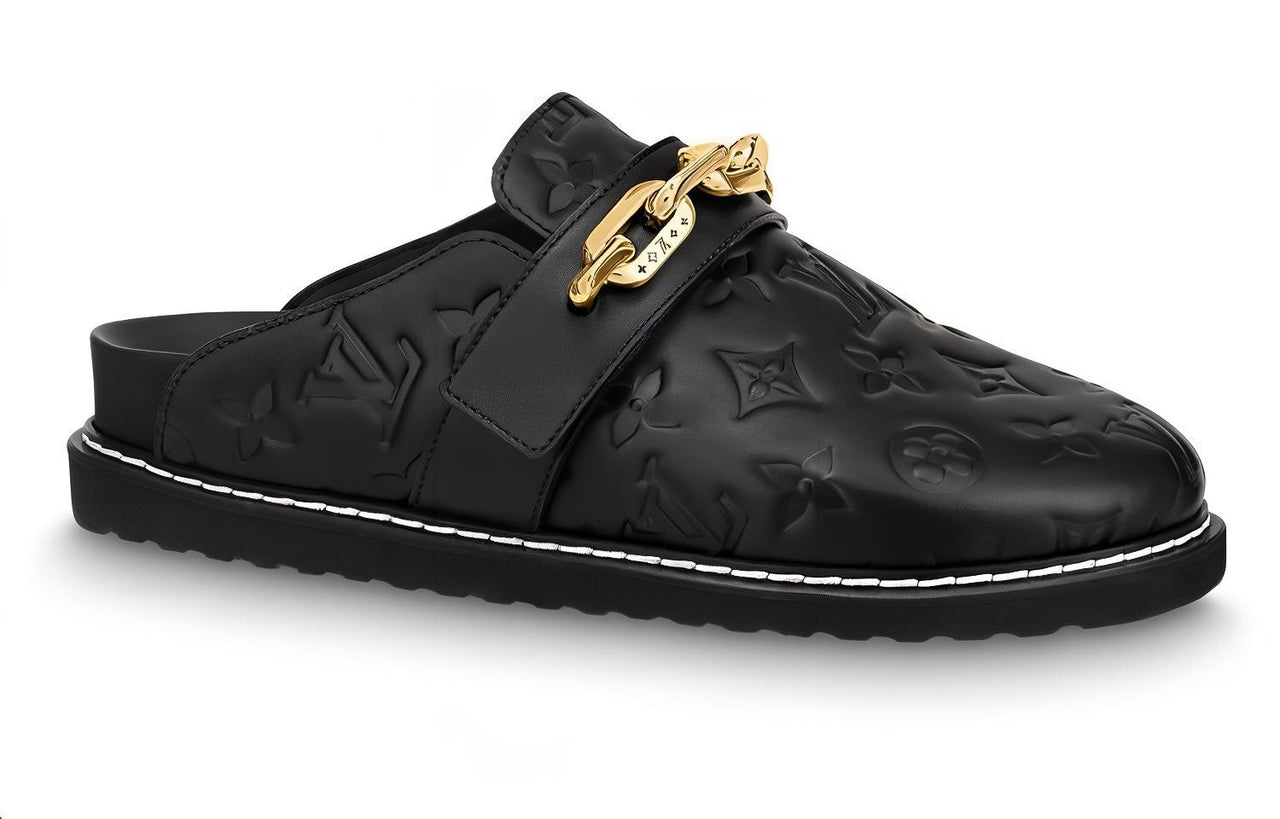 LOUIS VUITTON Cosy Comfort Quick Dry Closed Toe Slippers Women's Black