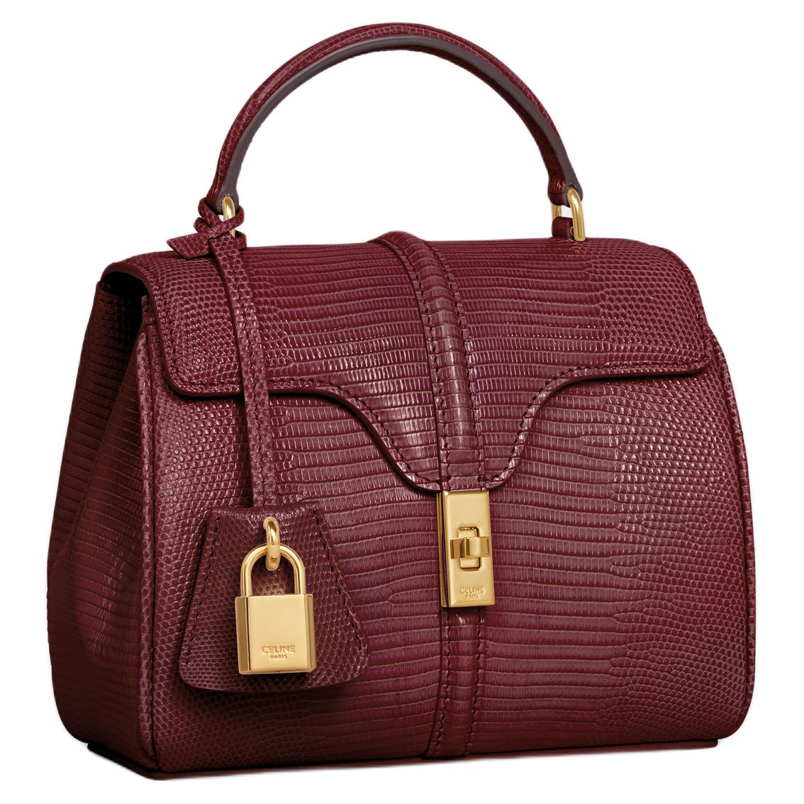 CELINE Lizard Skin Shoulder Bag Crossbody Bag Handbag Mini Women's Light Burgundy