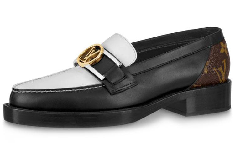 LOUIS VUITTON Academy Flat Loafers 'Black With Monogram Back' Women's