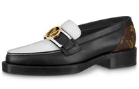 LOUIS VUITTON Academy Flat Loafers 'Black With Monogram Back' Women's