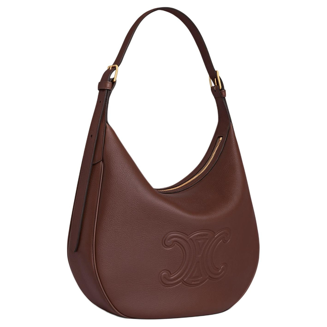 CELINE Heloise Cow Leather Handbag Medium Size Women's Chestnut