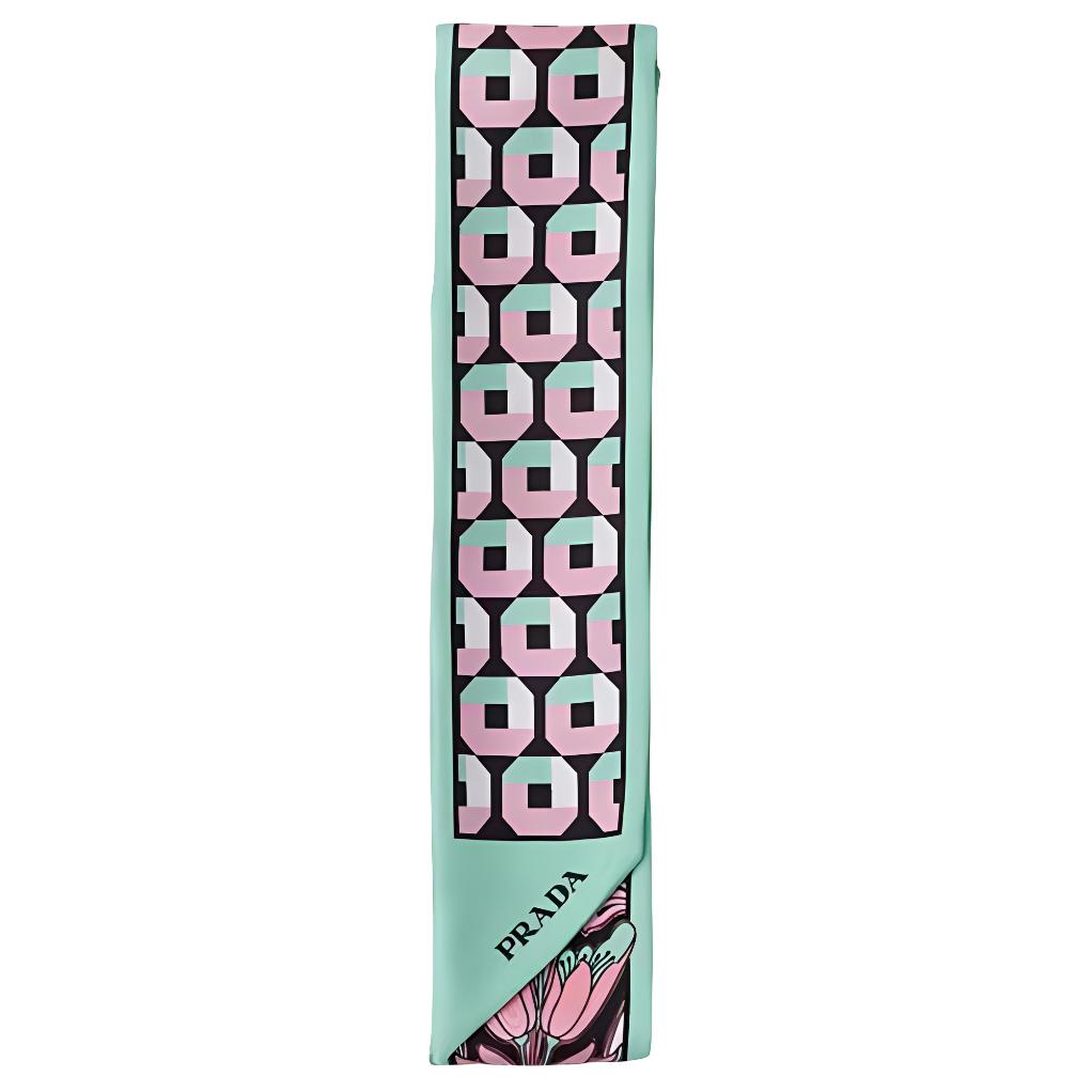 PRADA Silk Scarves Women's Green/Pink