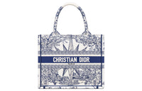 DIOR BookTote Embroidery Tote Bag, Shopping Bag, Handbag Trumpets Women's Blue/White