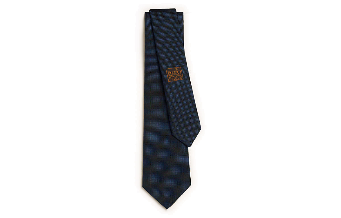 HERMES Silk Ties Men's Dark Blue
