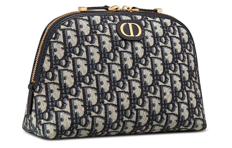 DIOR 30 Montaigne Fabric Clutch, Toiletry Bag, Storage Bag, Makeup Bag Women's Denim Blue