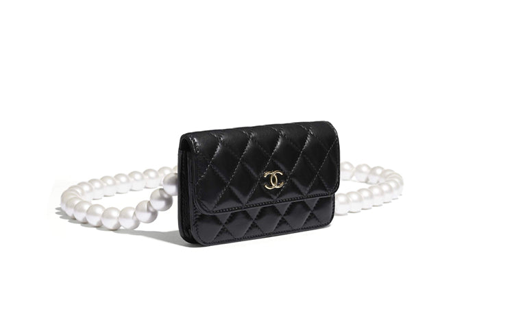 CHANEL Sheepskin Shoulder Bag Women's Black