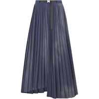 DIOR FW23 Gonna Plissettata Asimmetrica Casual Long Skirts Women's Blue
